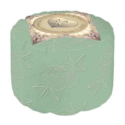 Pouf rond vert perle pour 30e anniversaire de mariage