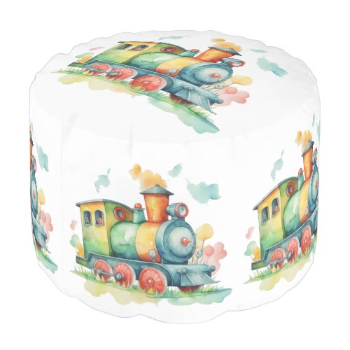 Pouf pour bébé garçon avec motif de train Choo Choo