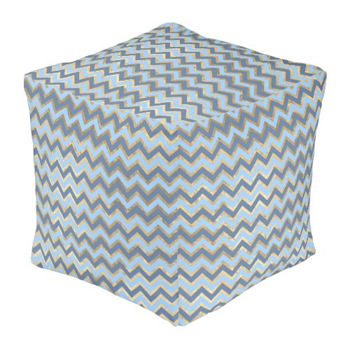 Pouf design bleu et or élégant