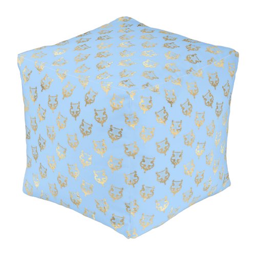 Pouf design bleu et or