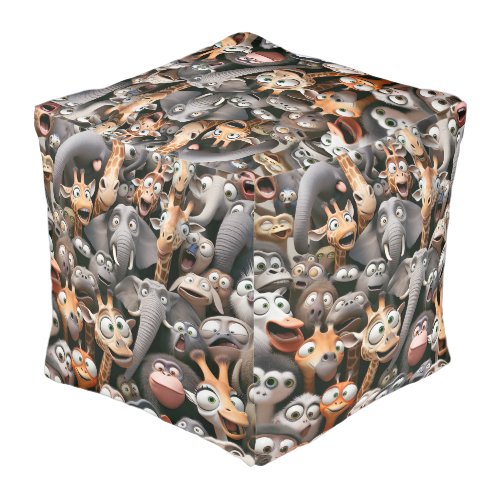 Pouf avec motif d'animaux sauvages excentriques