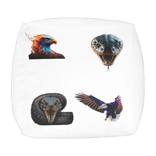 Pouf avec motif aigle et serpent