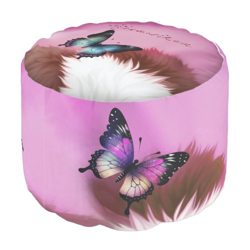 Pouf aquarelle rose et blanc à motif peluche
