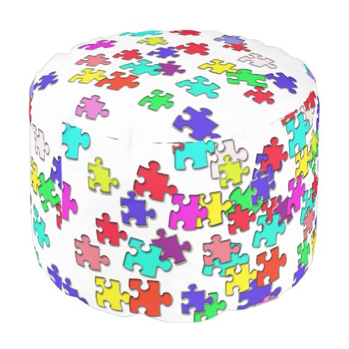 Pouf personnalisé à motifs de puzzles multicolores