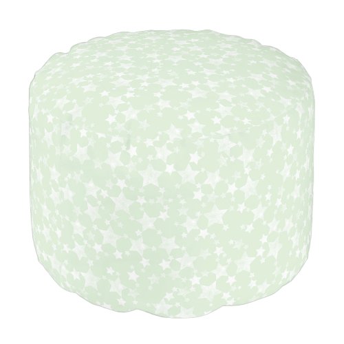 Pouf motif étoiles blanc sur vert menthe